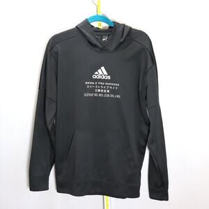 Adidas ClimaWarm Black Hoodie Graphic Logo Pullover Men’s Large